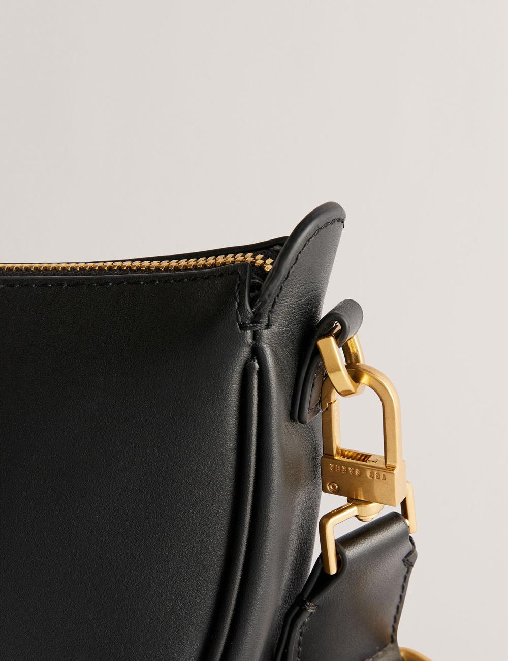 Women Ted Baker ESSINA - Webbing Half Moon Leather Crossbody Bags Black | KSA  9405-ZMTOW