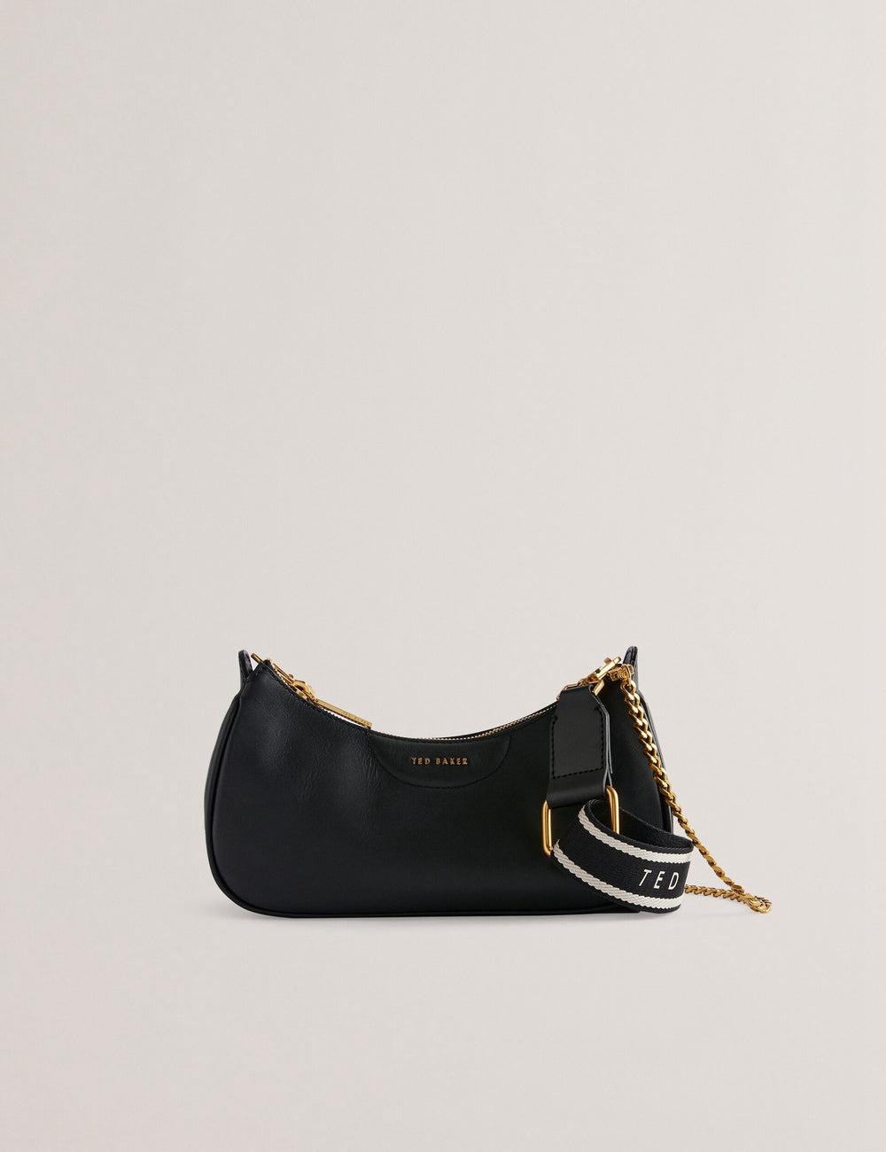 Women Ted Baker ESSIY - Leatheruette With Webbing Strap Shoulder Bags Black | KSA  2934-JPYAR
