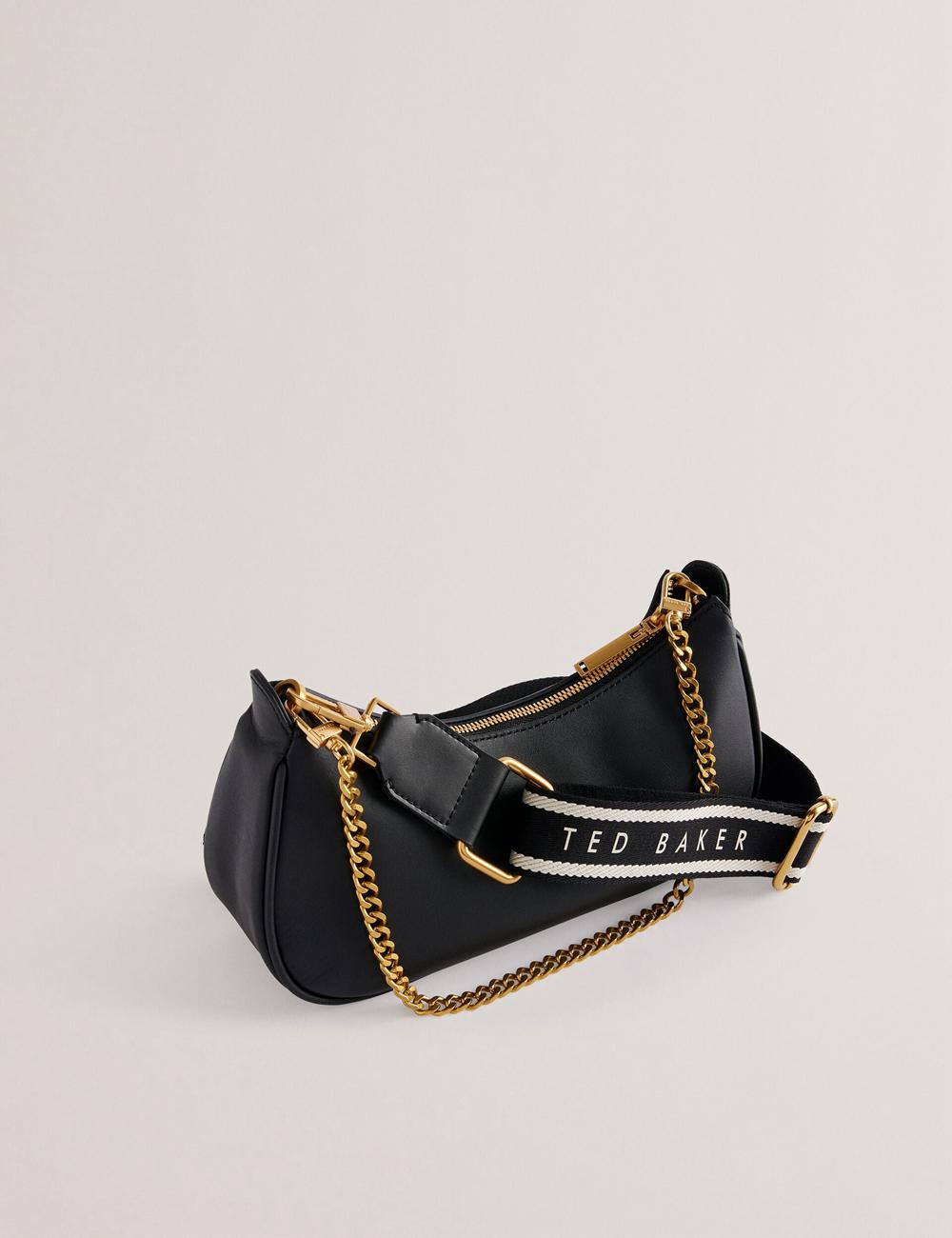 Women Ted Baker ESSIY - Leatheruette With Webbing Strap Shoulder Bags Black | KSA  2934-JPYAR