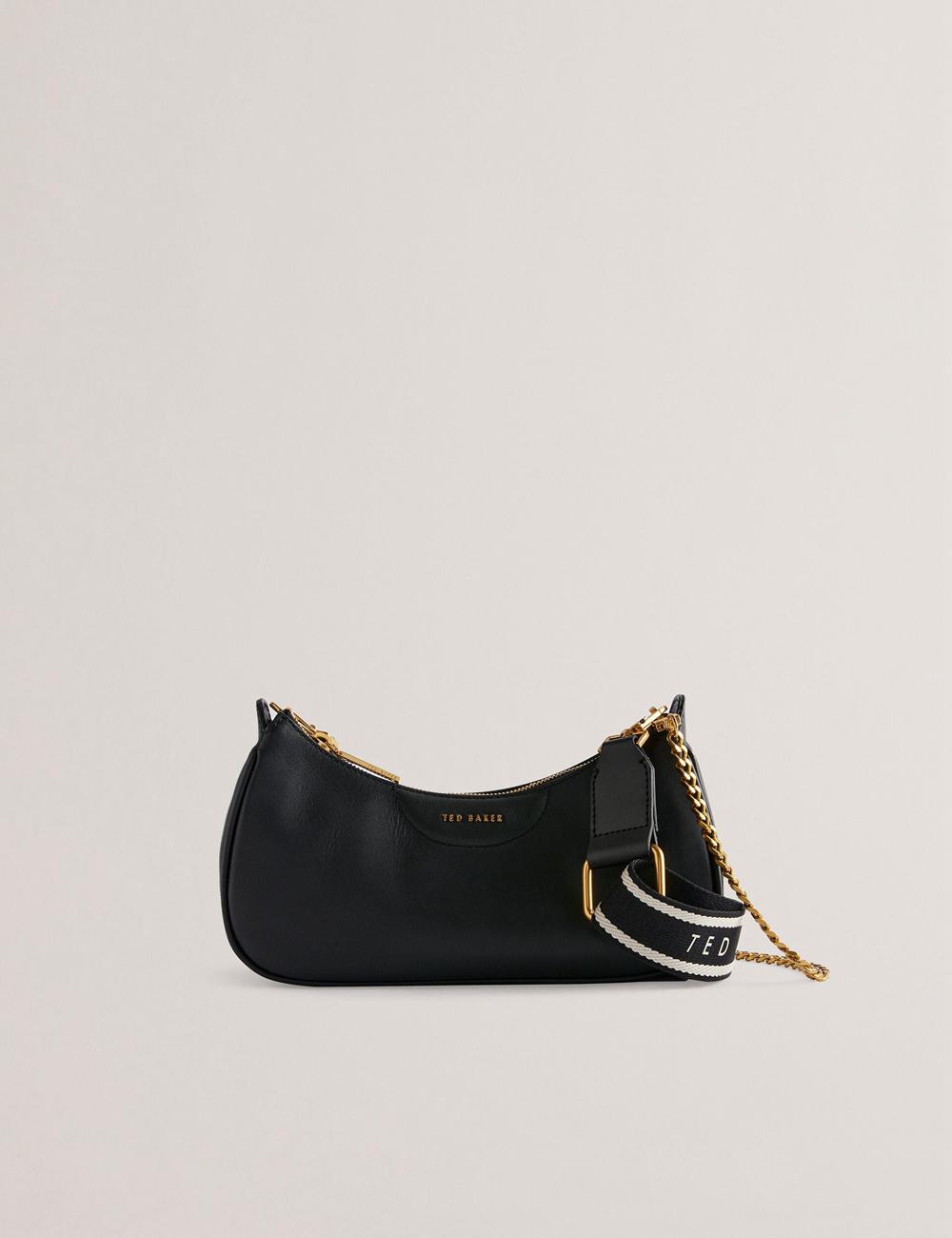 Women Ted Baker ESSIY - Leatheruette With Webbing Strap Shoulder Bags Black | KSA  2934-JPYAR