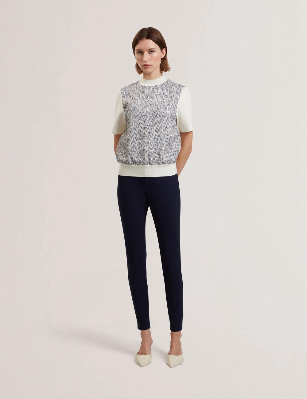 Women Ted Baker FELINDA - Fly Front Stretchy Leggings Navy | KSA  5296-ODYMB