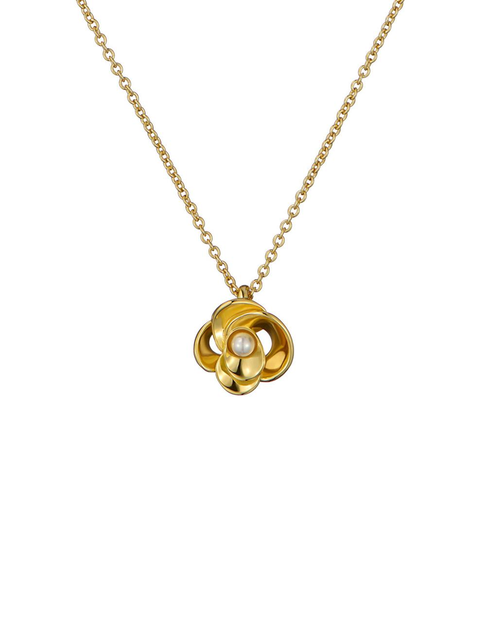 Women Ted Baker FLORA - Pearl Detail Flower Pendant Necklaces Gold | KSA  8469-ZWMAU