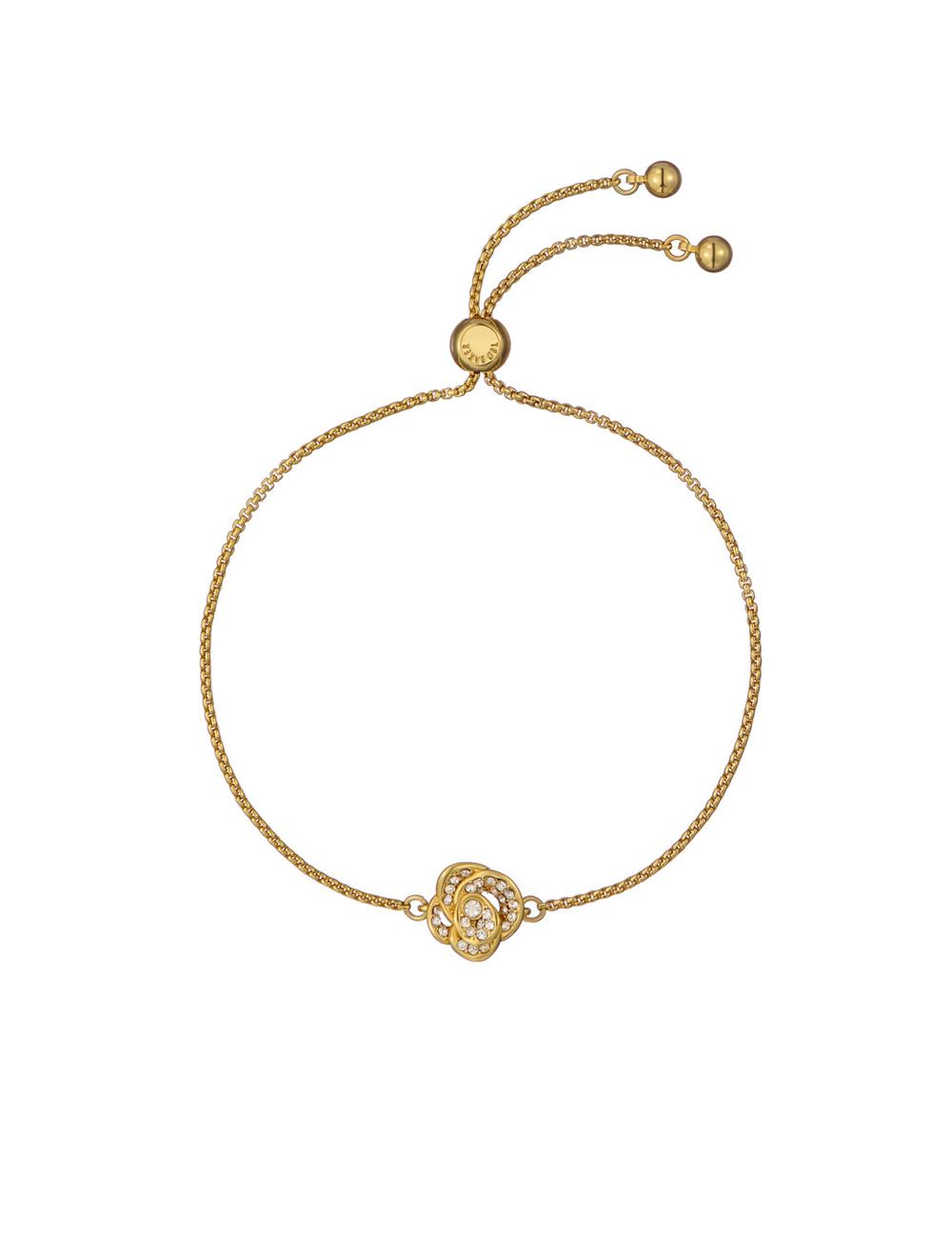 Women Ted Baker FLORINA - Crystal Flower Adjustable Bracelets Gold | KSA  4128-PURCS