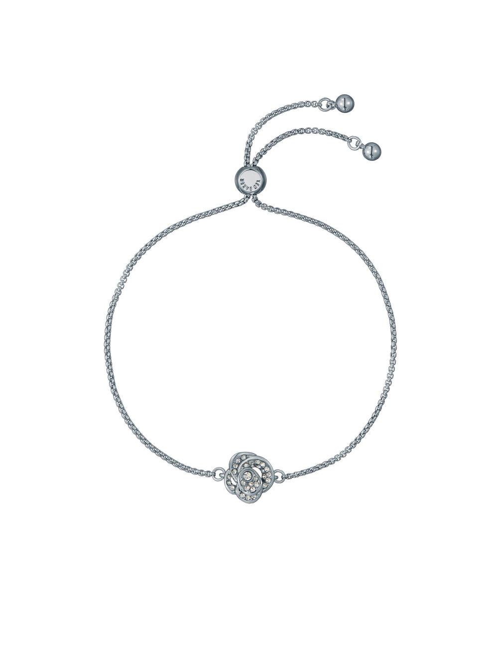 Women Ted Baker FLORINA - Crystal Flower Adjustable Slider Bracelets Silver | KSA  0724-UBLDG
