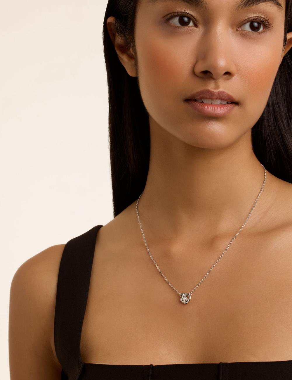 Women Ted Baker FLORITA - Crystal Flower Pendant Necklaces Silver | KSA  1597-MFVKE