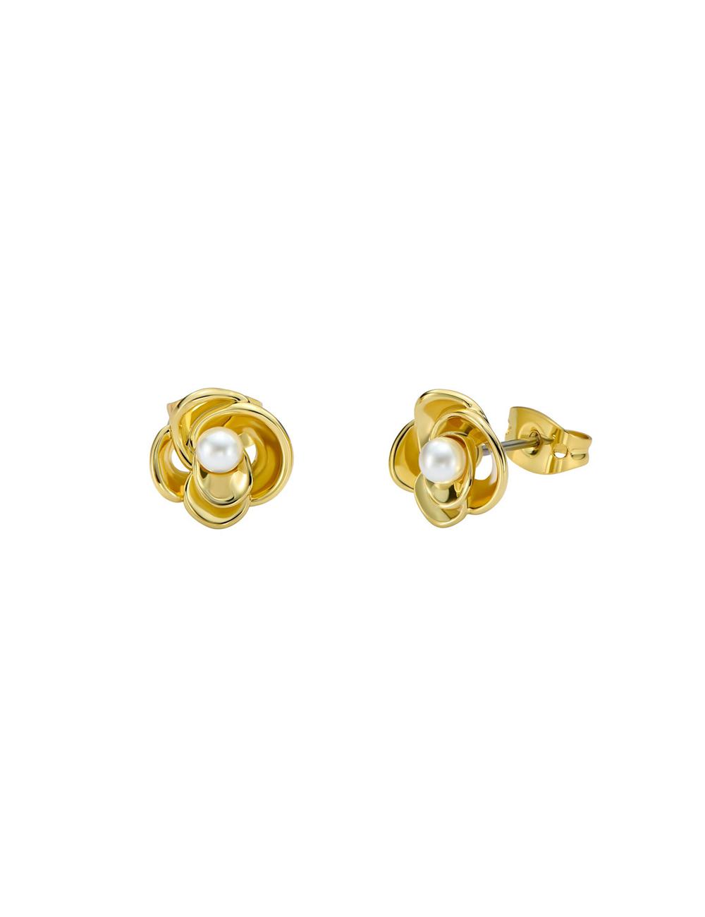 Women Ted Baker FLO - Pearl Flower Stud Earrings Gold | KSA  2596-ONQPS