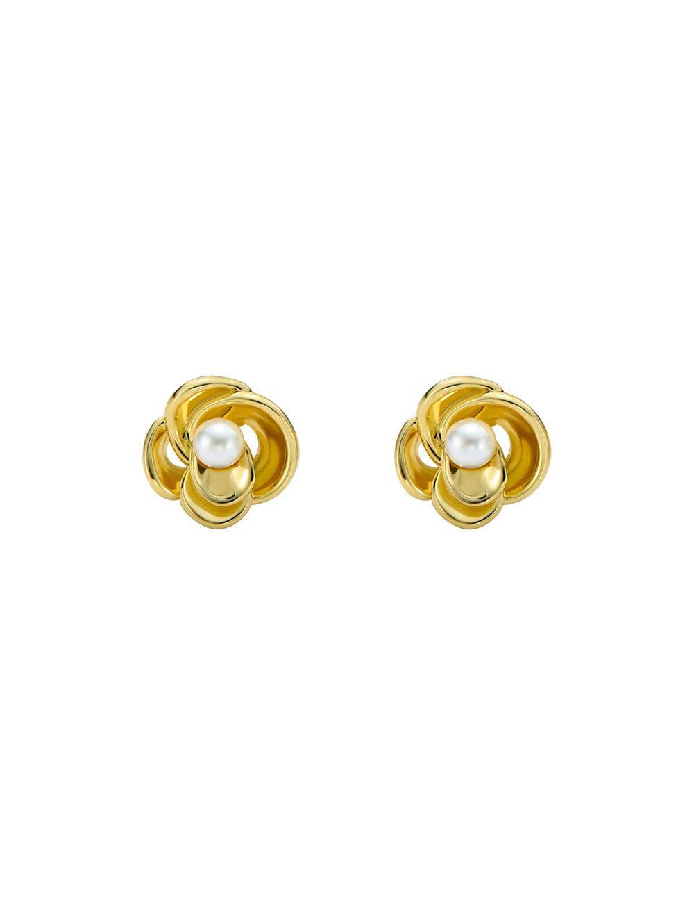 Women Ted Baker FLO - Pearl Flower Stud Earrings Gold | KSA  2596-ONQPS