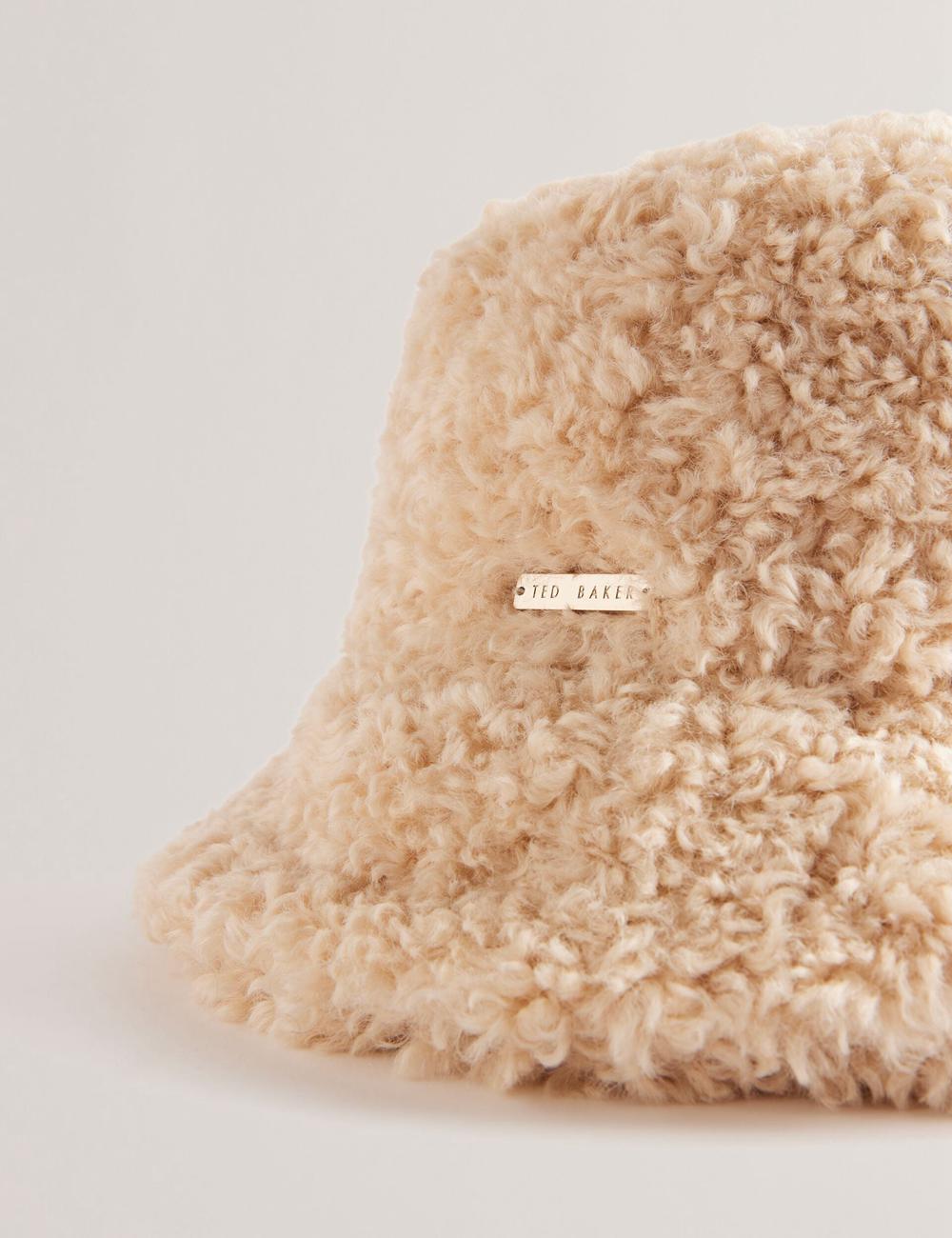 Women Ted Baker FLUFFYI - Faux Shearling Wide Brim Bucket Hats Natural | KSA  5462-IQLYU