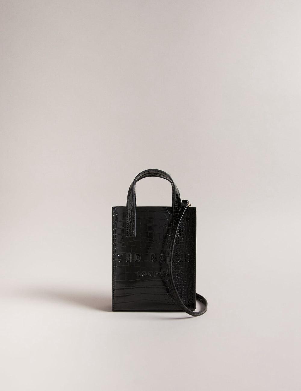 Women Ted Baker GATOCON - Mini Croc Effect Icon Tote Bags Black | KSA  5130-YDTZG
