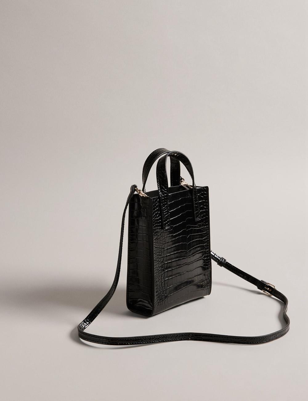 Women Ted Baker GATOCON - Mini Croc Effect Icon Tote Bags Black | KSA  5130-YDTZG