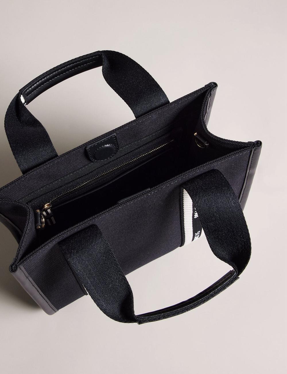 Women Ted Baker GEORJEA - Branded Webbing Canvas Small Tote Bags Black | KSA  1827-KIHUD