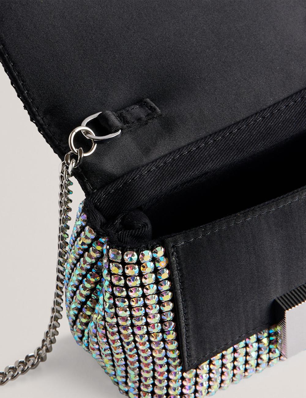 Women Ted Baker GLITERS - Crystal Embellished Mini Crossbody Bags Silver | KSA  2806-RNCGS