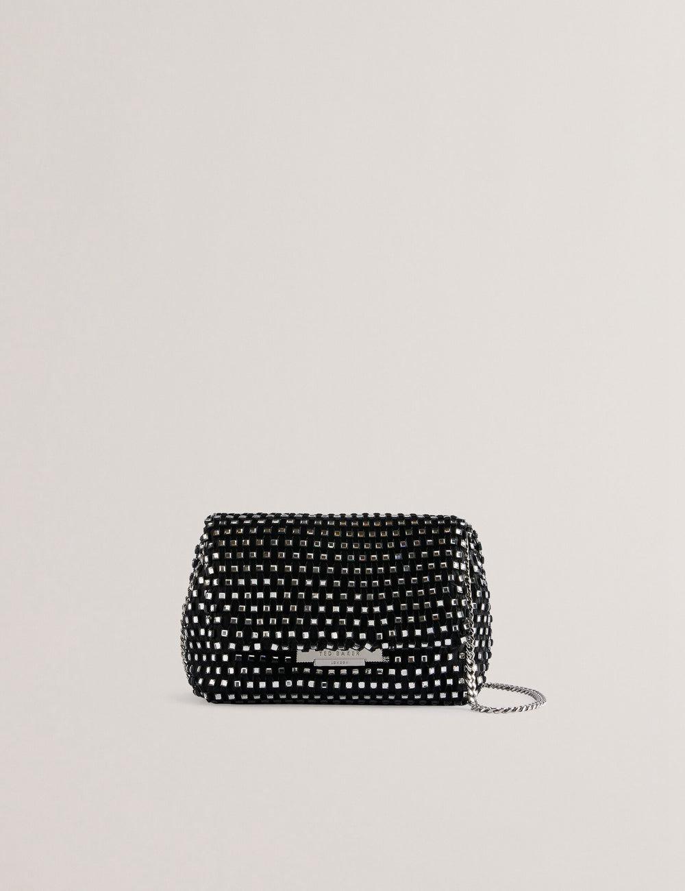 Women Ted Baker GLITSZI - Crystal Cage Mini Crossbody Bags Black | KSA  9056-AYVID