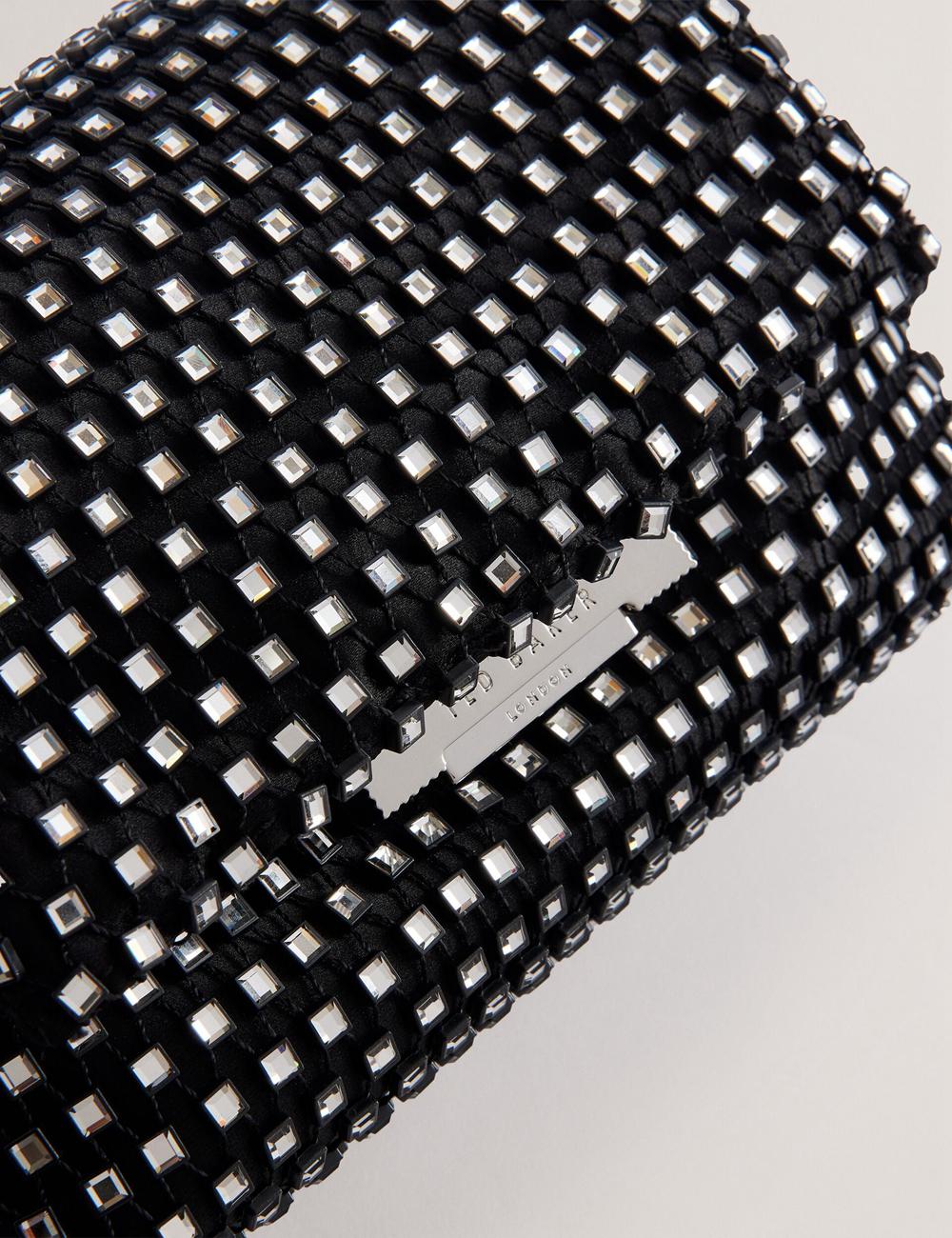 Women Ted Baker GLITSZI - Crystal Cage Mini Crossbody Bags Black | KSA  9056-AYVID