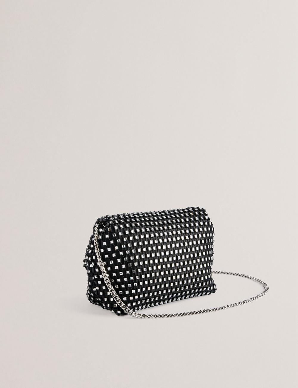 Women Ted Baker GLITSZI - Crystal Cage Mini Crossbody Bags Black | KSA  9056-AYVID