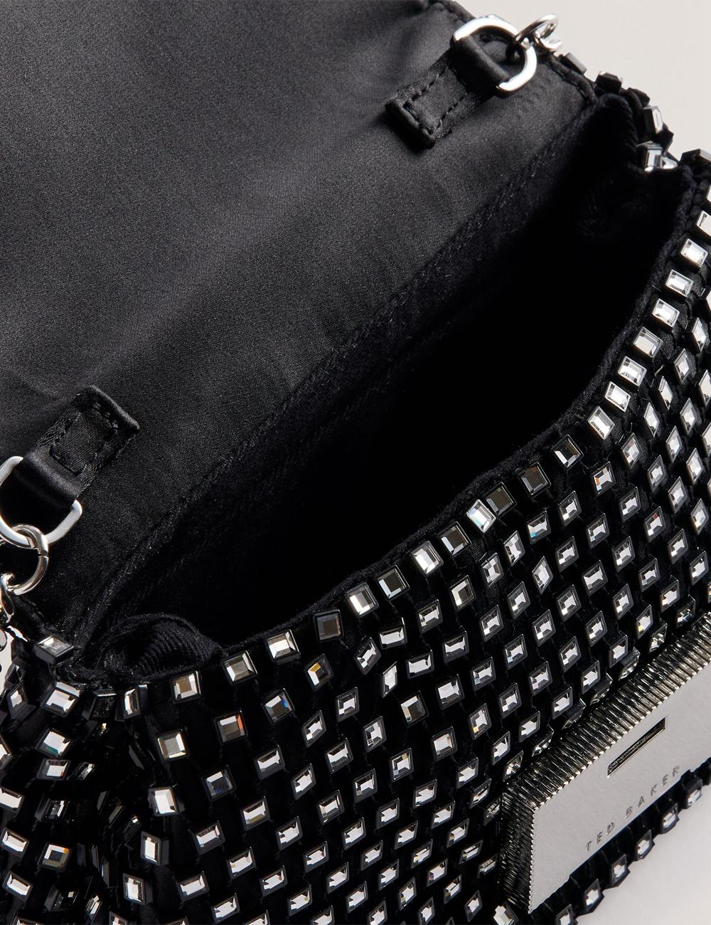 Women Ted Baker GLITSZI - Crystal Cage Mini Crossbody Bags Black | KSA  9056-AYVID