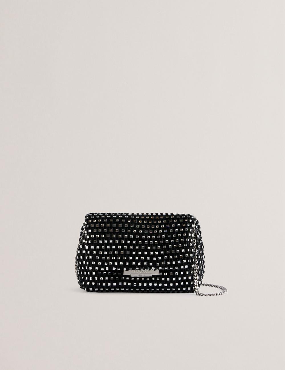 Women Ted Baker GLITSZI - Crystal Cage Mini Crossbody Bags Black | KSA  9056-AYVID