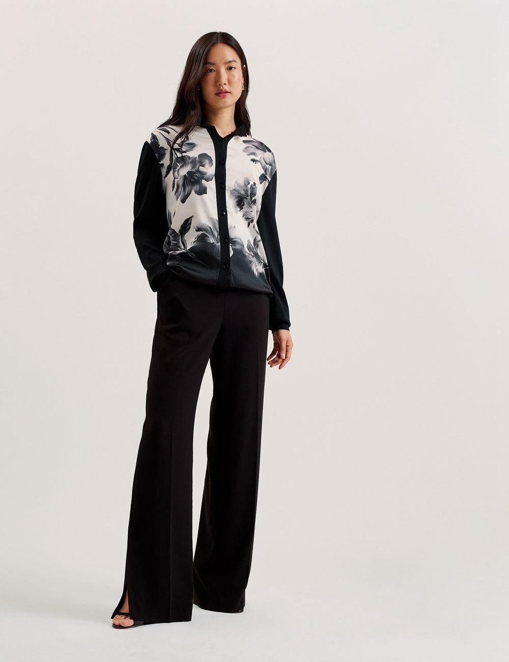 Women Ted Baker GWEENN - Monochrome Print Woven Front Cardigans Black | KSA  1326-JWVBX