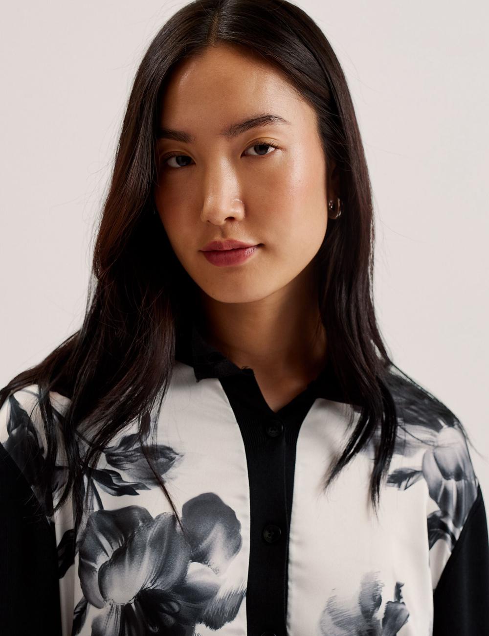 Women Ted Baker GWEENN - Monochrome Print Woven Front Cardigans Black | KSA  1326-JWVBX