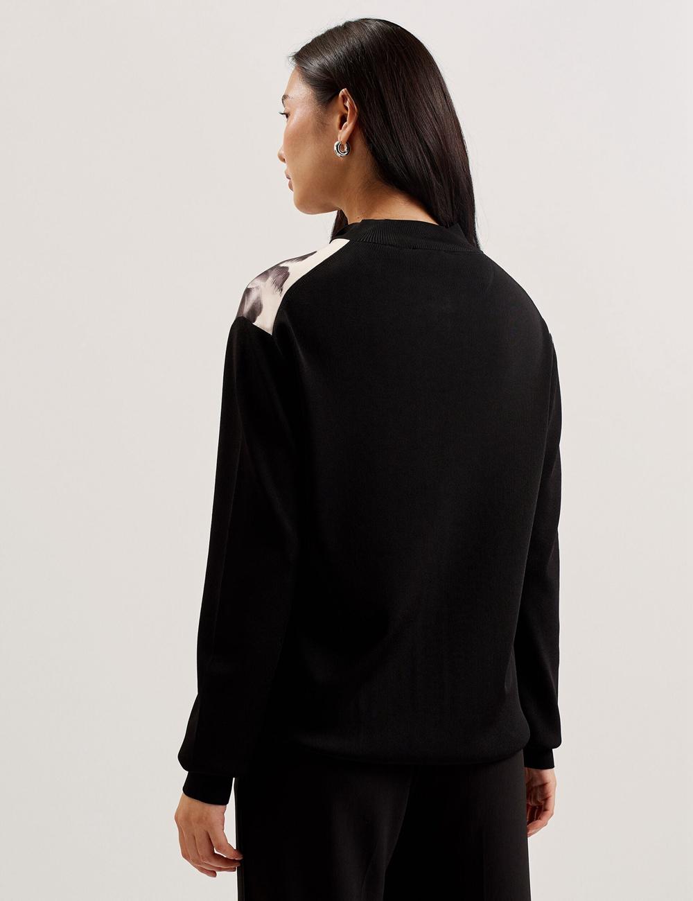 Women Ted Baker GWEENN - Monochrome Print Woven Front Cardigans Black | KSA  1326-JWVBX