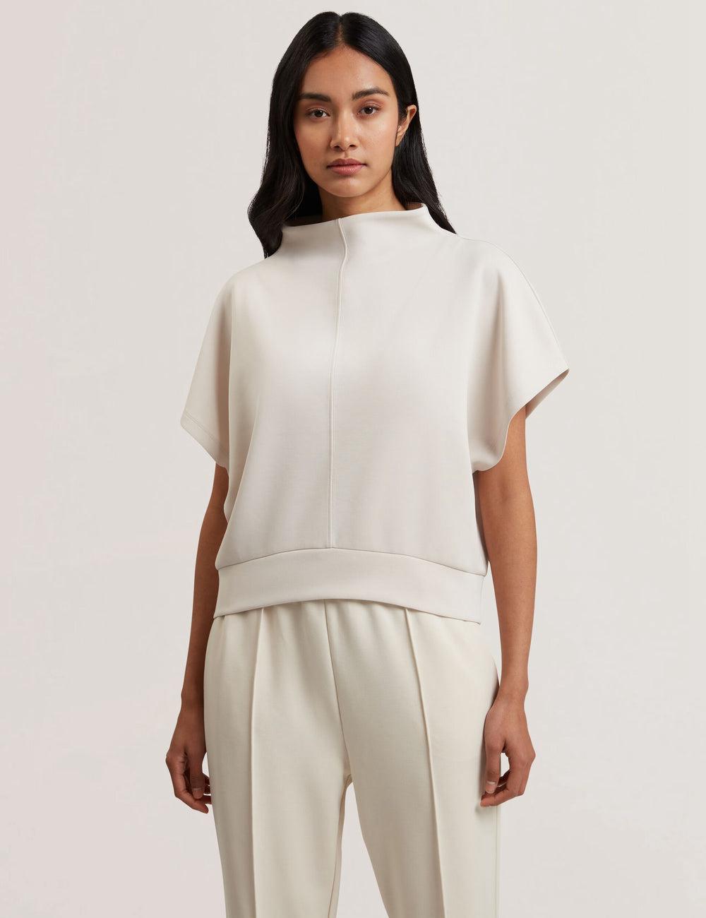 Women Ted Baker HALIYY - Funnel Neck Boxy Short Sleeve Sweatshirts Ivory | KSA  3724-VCFGU