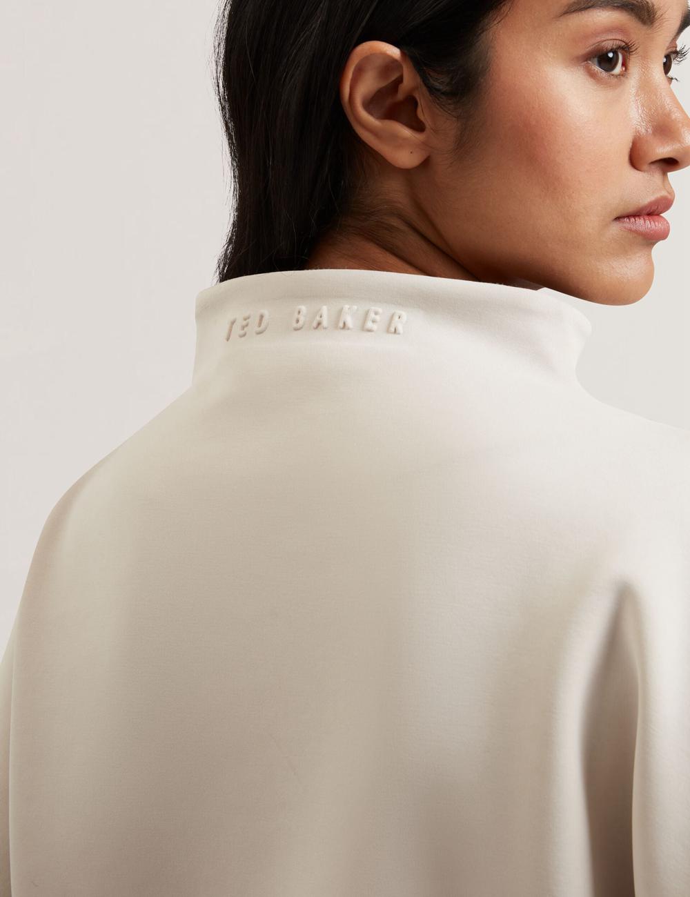 Women Ted Baker HALIYY - Funnel Neck Boxy Short Sleeve Sweatshirts Ivory | KSA  3724-VCFGU