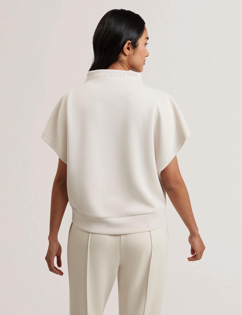 Women Ted Baker HALIYY - Funnel Neck Boxy Short Sleeve Sweatshirts Ivory | KSA  3724-VCFGU