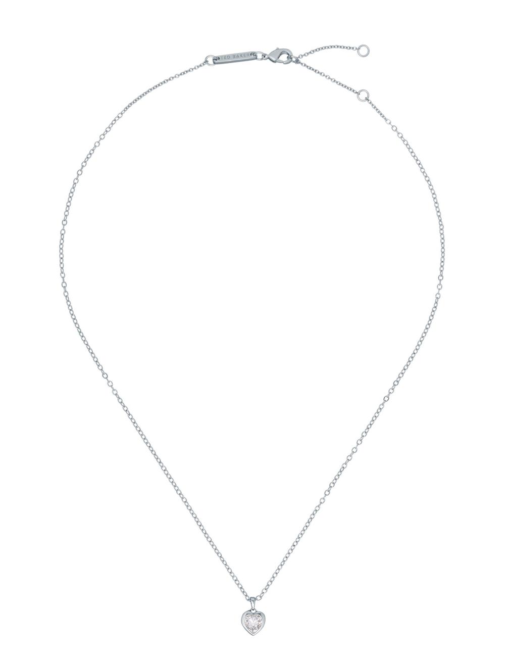 Women Ted Baker HANNELA - Solitaire Crystal Heart Pendant Necklaces Silver | KSA  1487-IBGJW