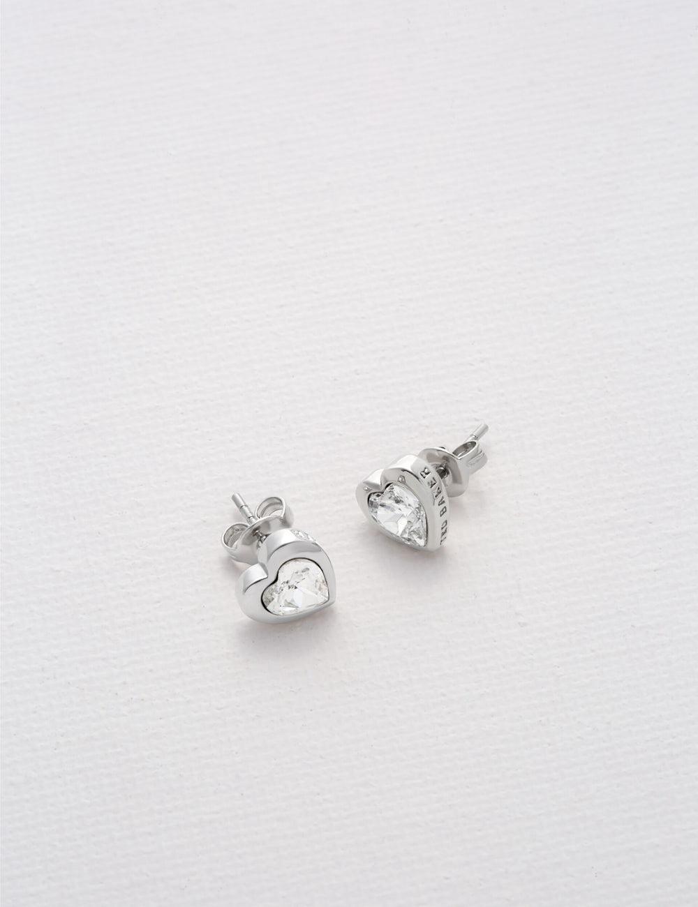 Women Ted Baker HAN - Solitaire Crystal Heart Stud Earrings Silver | KSA  2845-ZQWJT