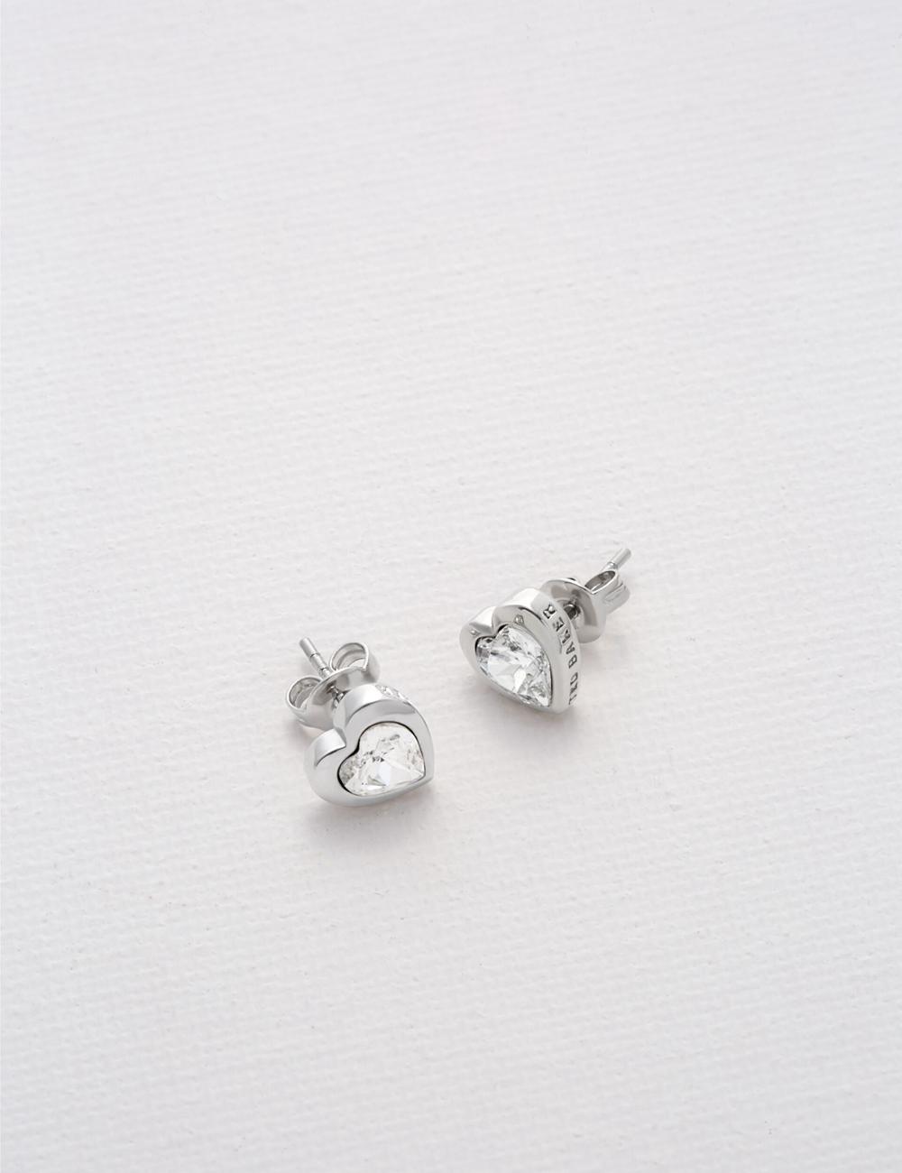 Women Ted Baker HAN - Solitaire Crystal Heart Stud Earrings Silver | KSA  2845-ZQWJT