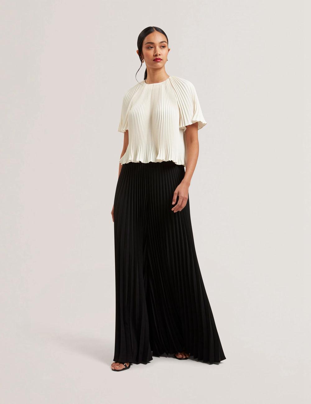 Women Ted Baker HARYX - Pleated Wide Leg Palazzo Trousers Black | KSA  1324-HXNGO