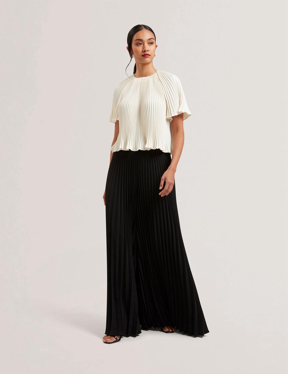 Women Ted Baker HARYX - Pleated Wide Leg Palazzo Trousers Black | KSA  1324-HXNGO