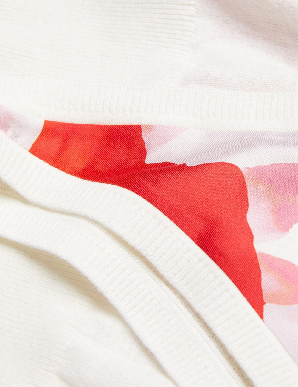 Women Ted Baker HEIDIII - Printed Panel V-Neck Knitted Vest Tank Tops Ivory | KSA  7450-QZKNI