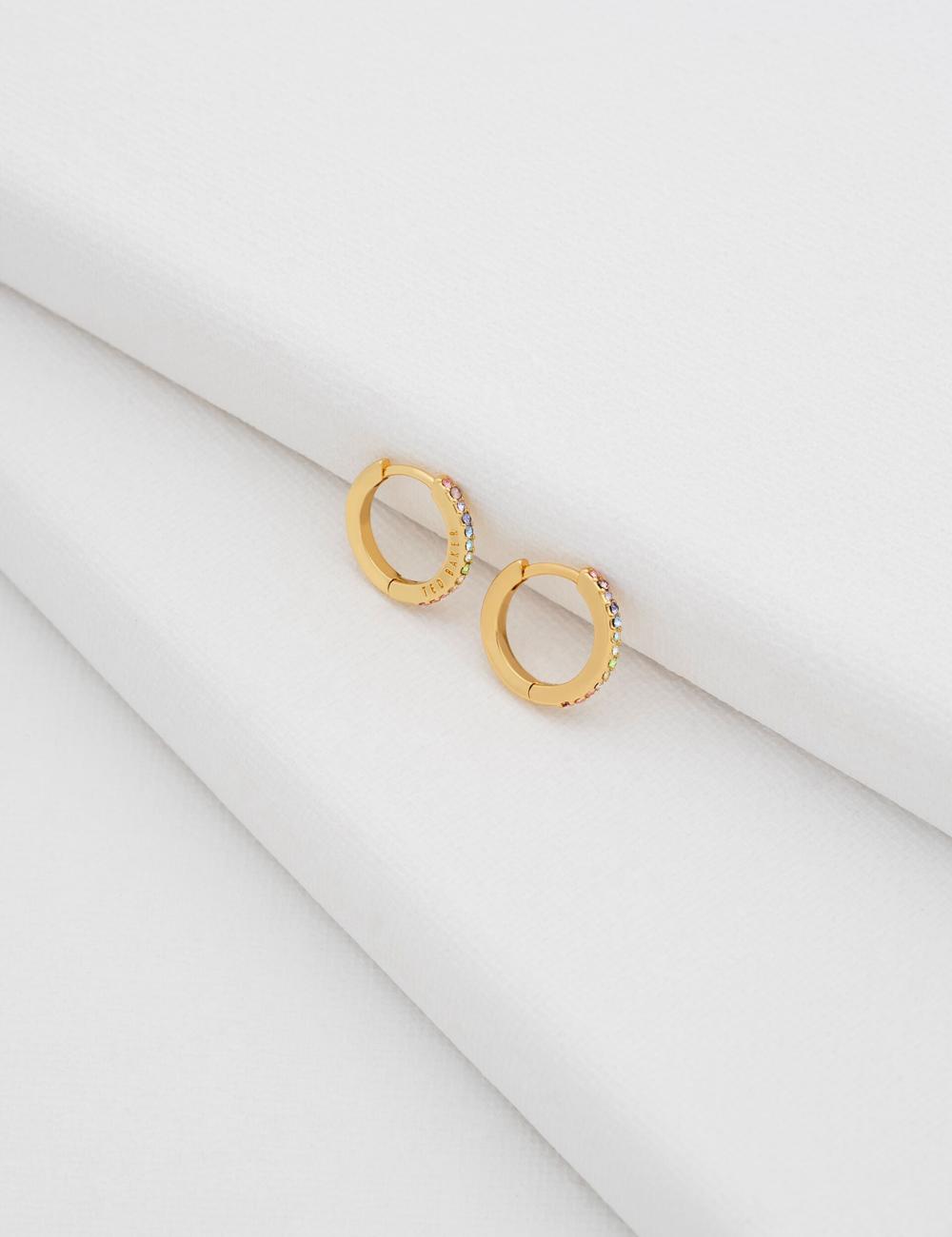 Women Ted Baker HEPLIE - Crystal Huggie Hoop Earrings Multicol | KSA  7630-SFOWE