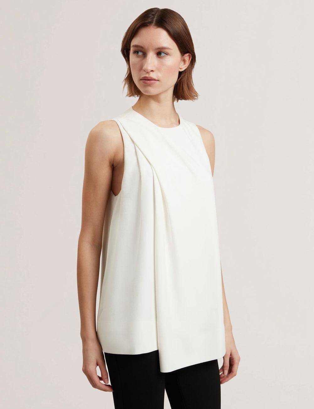 Women Ted Baker ICANA - Draped Front Asymmetric Sleeveless Tops Ivory | KSA  8102-HBERM