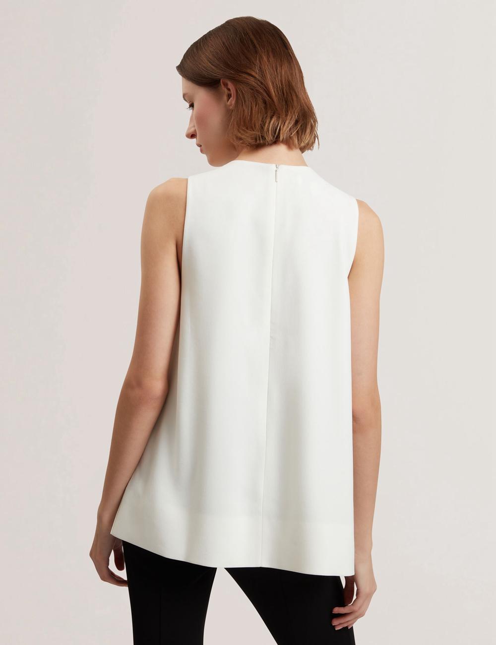 Women Ted Baker ICANA - Draped Front Asymmetric Sleeveless Tops Ivory | KSA  8102-HBERM