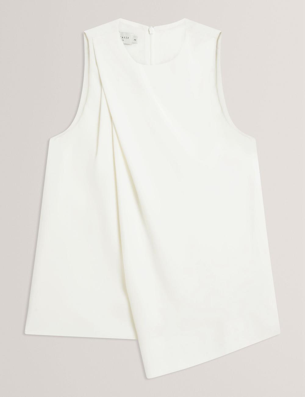 Women Ted Baker ICANA - Draped Front Asymmetric Sleeveless Tops Ivory | KSA  8102-HBERM