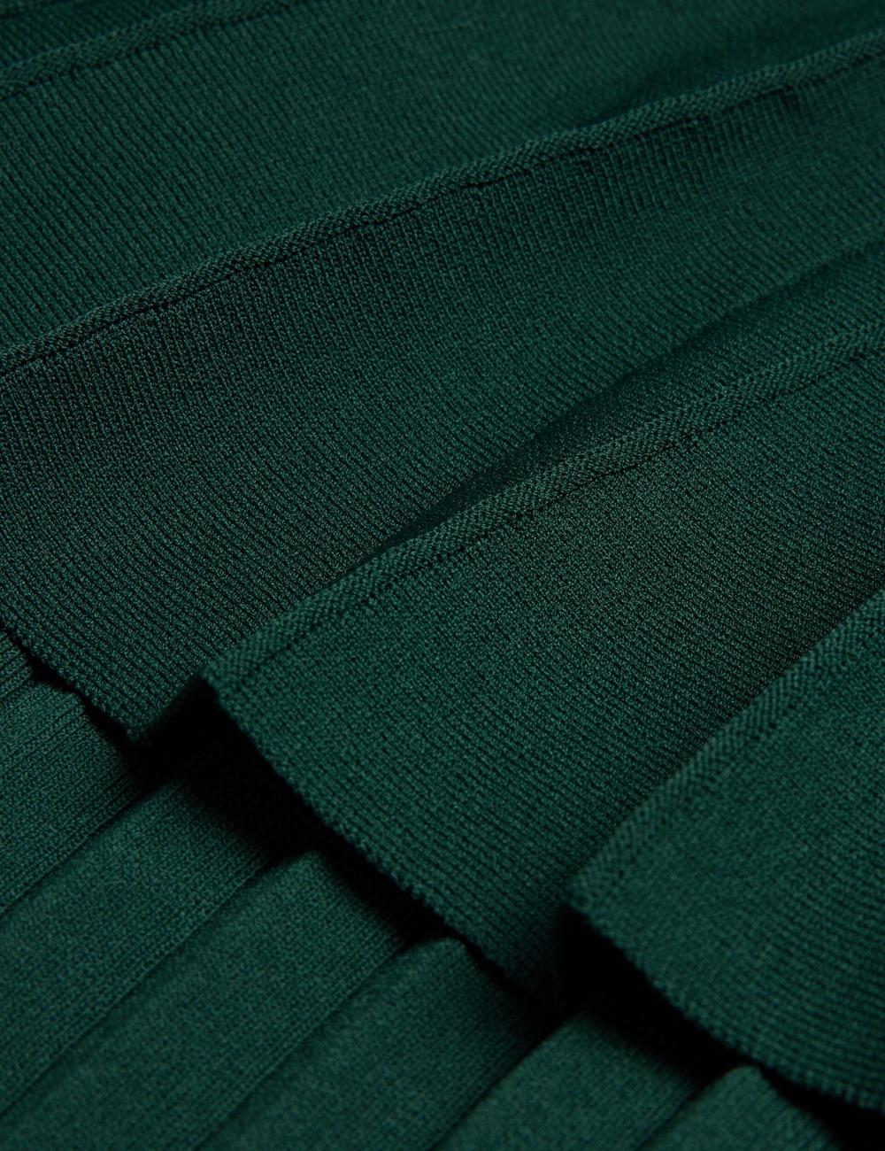 Women Ted Baker IIVANNA - Ribbed Knit Top With Fluted Short Sleeves Jumpers Dk-Green | KSA  7356-YBDST