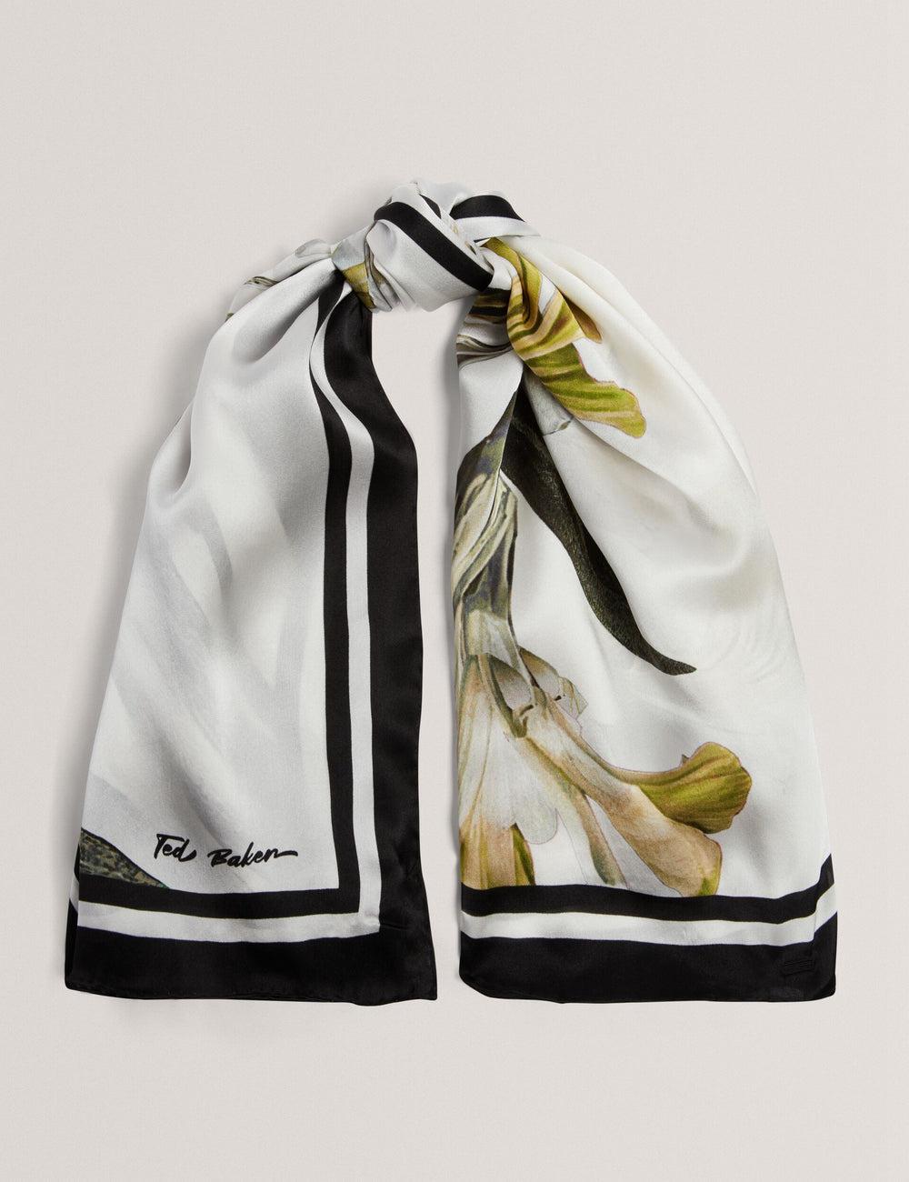 Women Ted Baker IRISSI - Floral Graphic Print Square Silk Scarves Ecru | KSA  1796-GDUJB