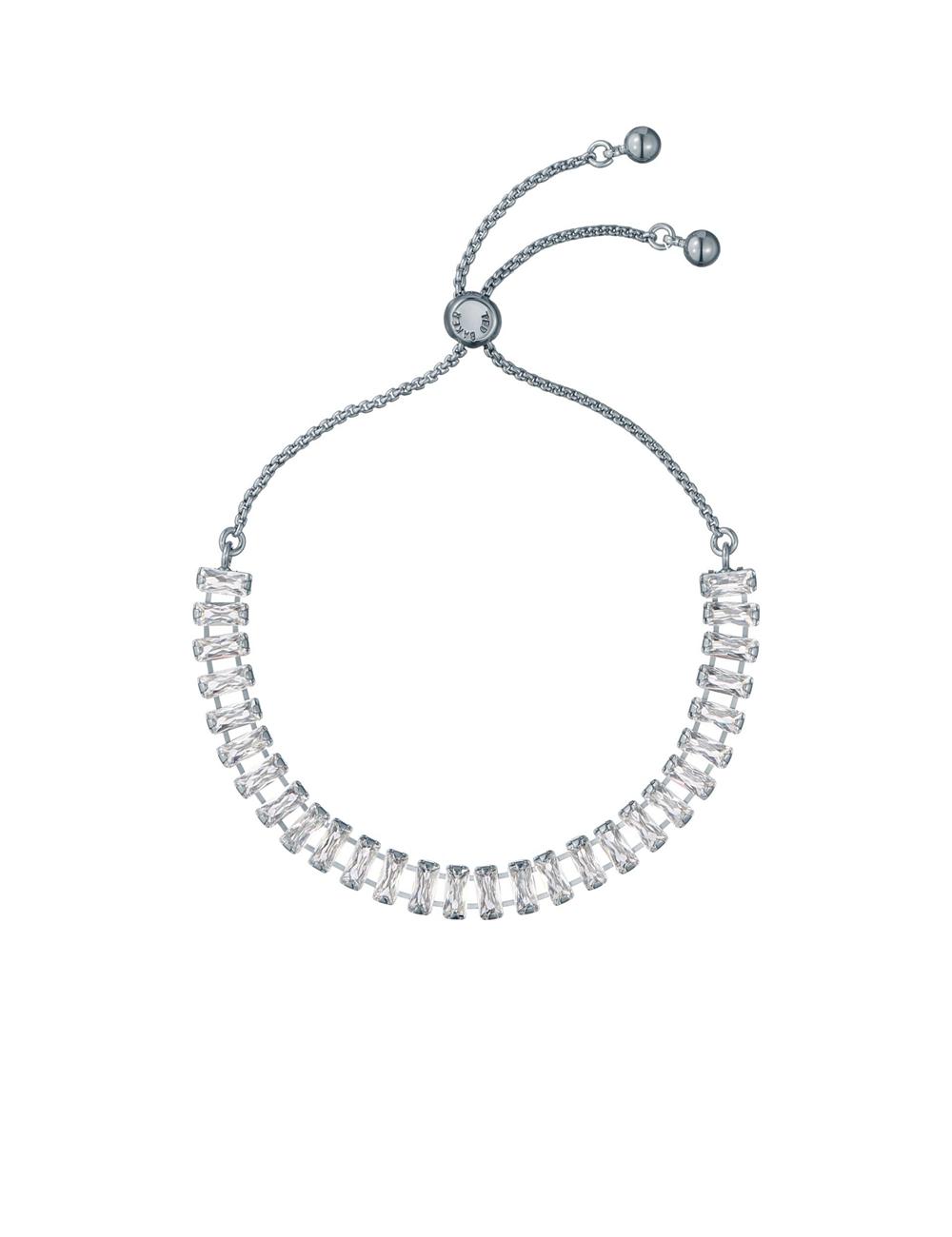 Women Ted Baker ISABELA - Baguette Crystal Adjustable Bracelets Silver | KSA  0325-PSTRB