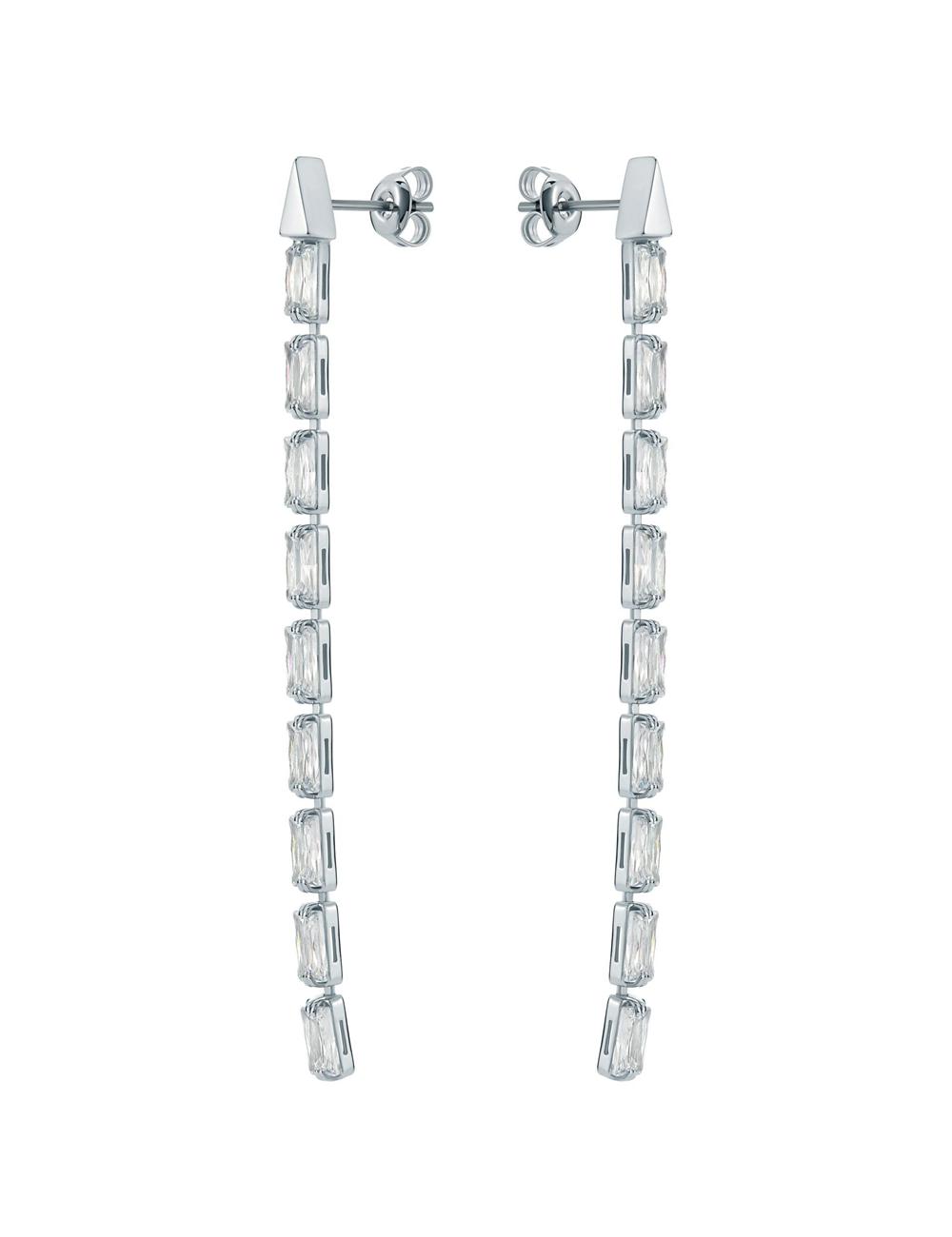 Women Ted Baker ISALIE - Baguette Crystal Long Drop Earrings Silver | KSA  7142-HTXZM