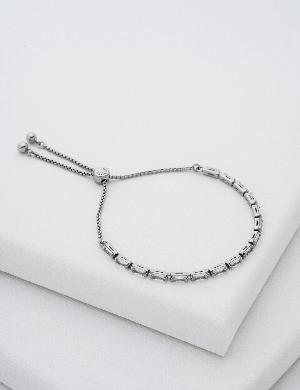 Women Ted Baker ISELA - Baguette Crystal Slider Tennis Bracelets Silver | KSA  4630-PUTXJ