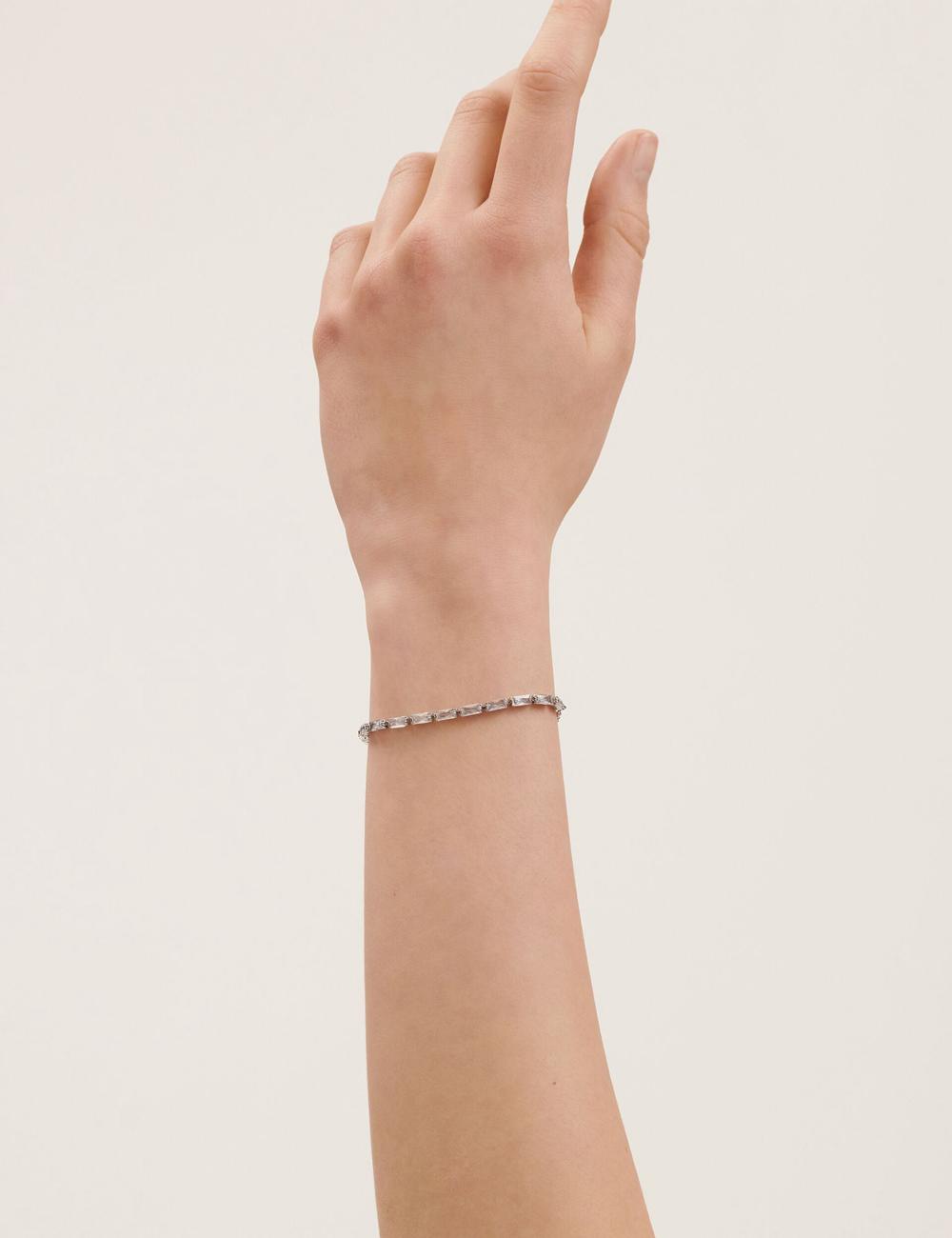 Women Ted Baker ISELA - Baguette Crystal Slider Tennis Bracelets Silver | KSA  4630-PUTXJ