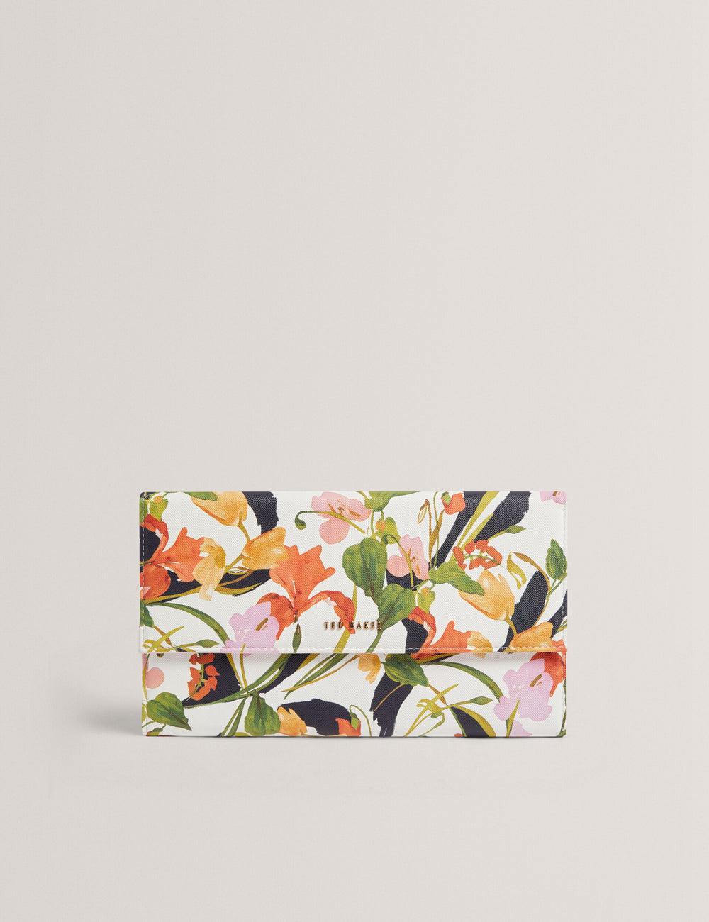 Women Ted Baker JACIIIE - Floral Print Faux Leather Travel Wallets Nat-White | KSA  9714-VNDIQ