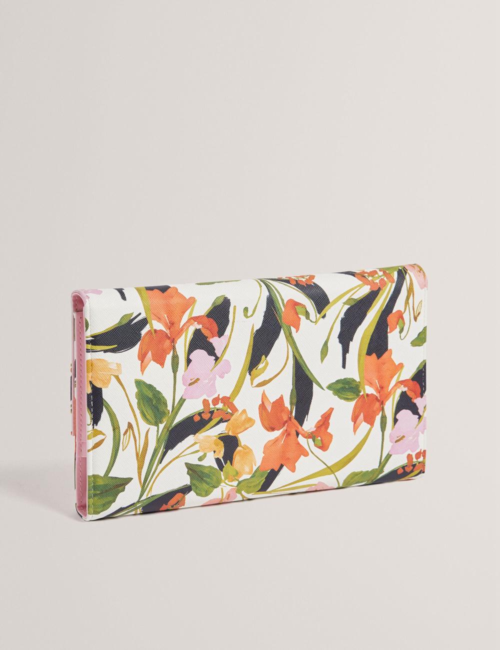 Women Ted Baker JACIIIE - Floral Print Faux Leather Travel Wallets Nat-White | KSA  9714-VNDIQ