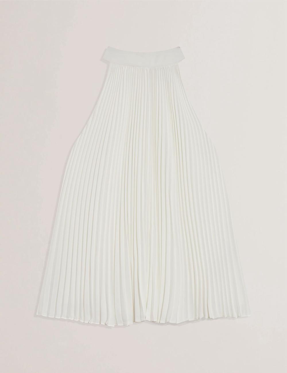 Women Ted Baker JAMAYA - High Halter Neck Pleated Sleeveless Tops Ivory | KSA  8514-RYVNU