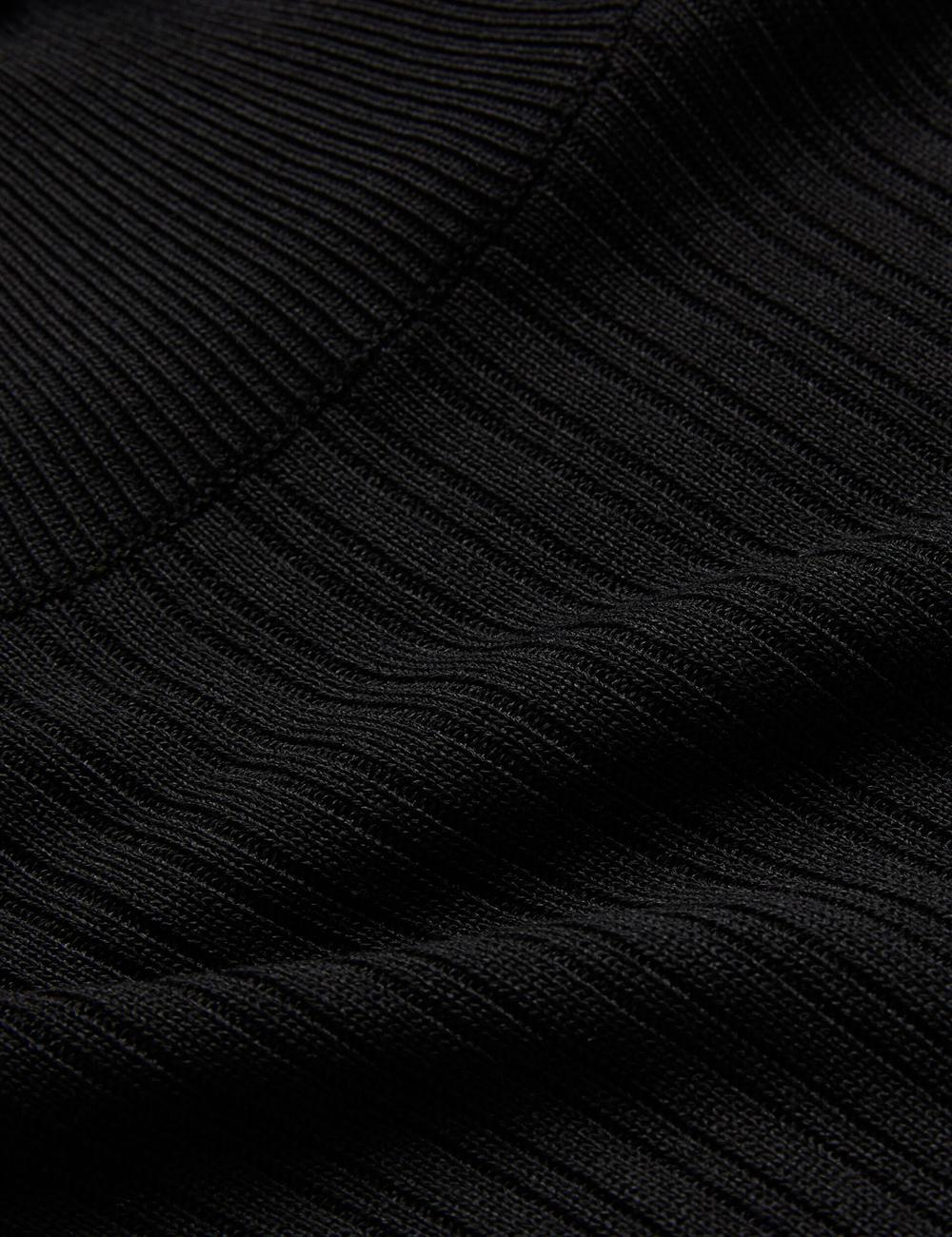 Women Ted Baker JANITTT - Ruffle Trim High Neck Ribbed Jumpers Black | KSA  2316-VFPKQ