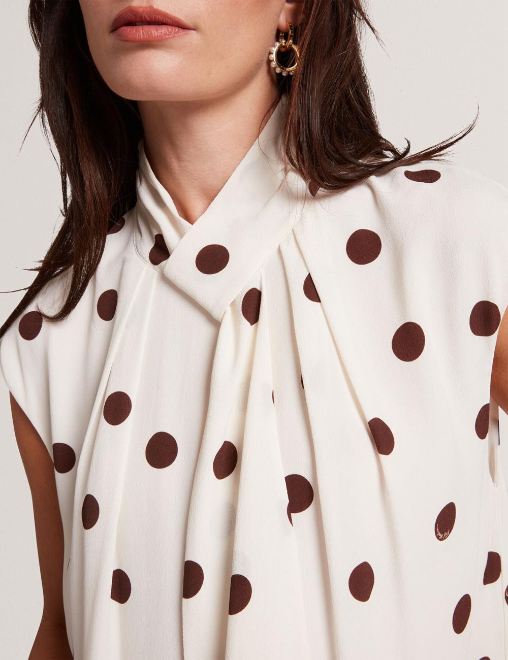 Women Ted Baker JUTUVA - Polka Dot Neck Shift Mini Dresses Ivory | KSA  1076-MECQS