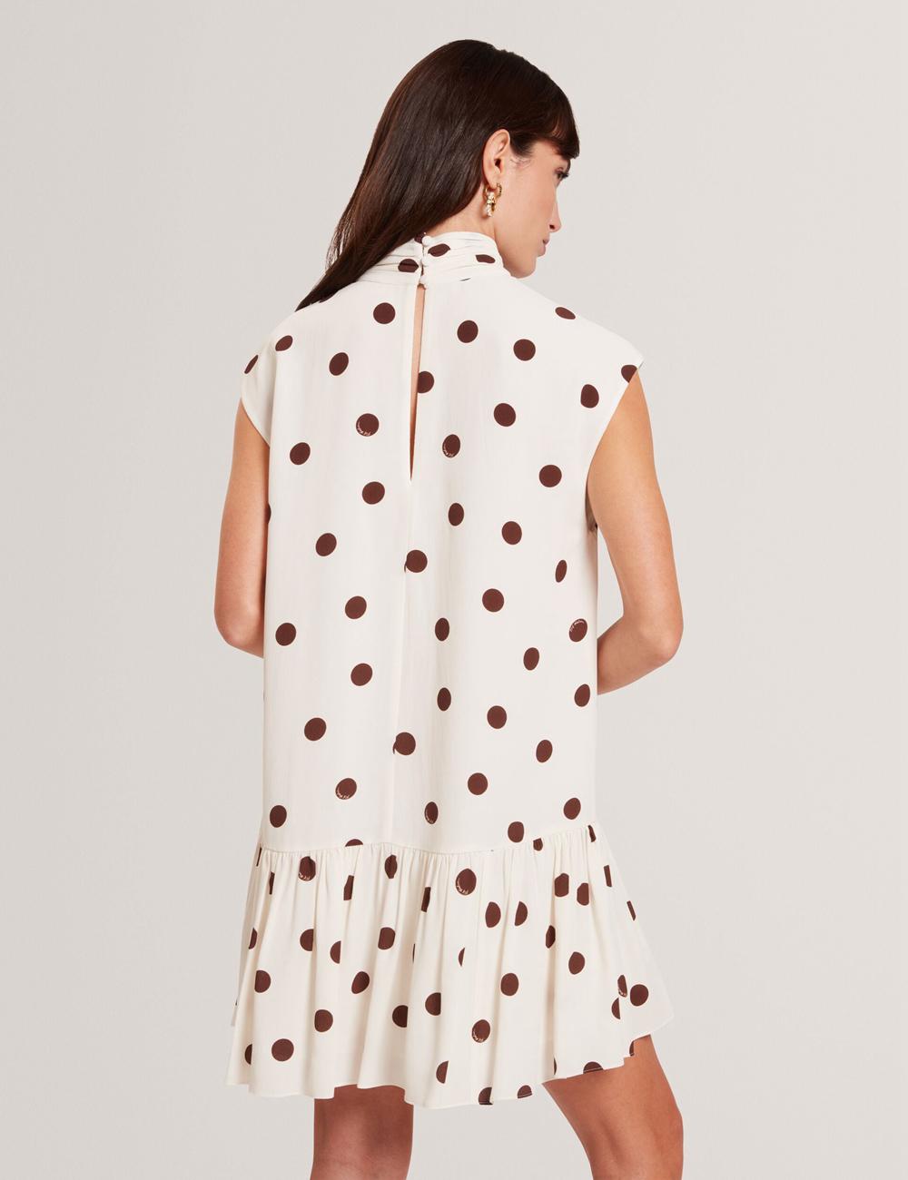 Women Ted Baker JUTUVA - Polka Dot Neck Shift Mini Dresses Ivory | KSA  1076-MECQS