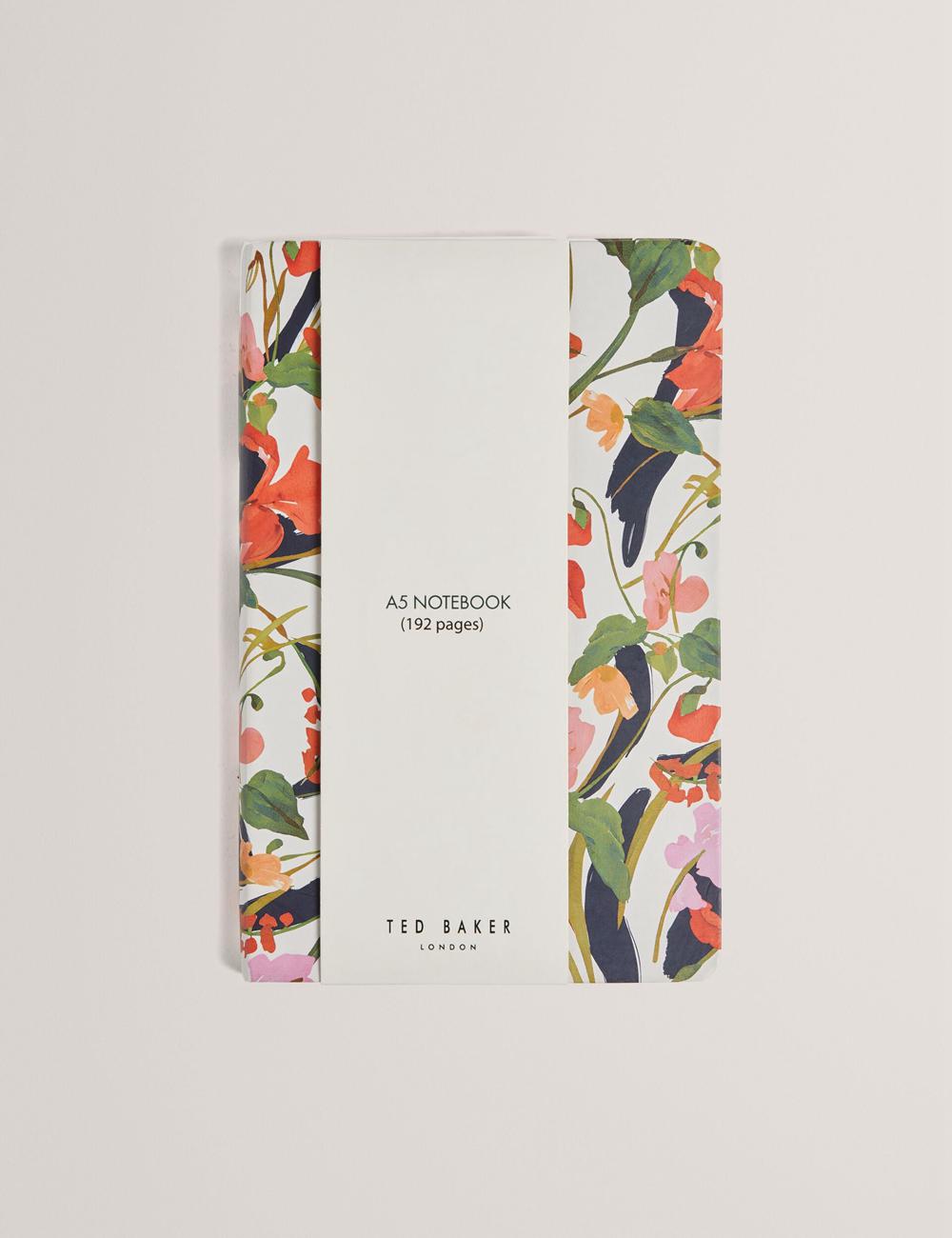 Women Ted Baker KATIIES - Floral Print A5 Notebook Stationary Nat-White | KSA  7519-AUWPQ